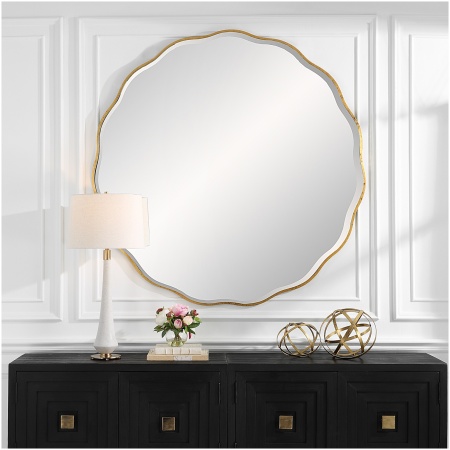 Uttermost Aneta Large Gold Round Mirror