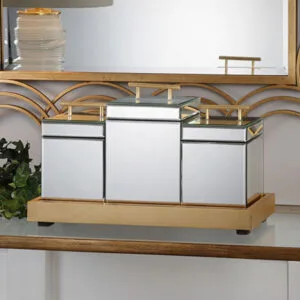 Dallas Decor and Fabric Store Uttermost Faustina Mirrored Boxes And Tray
