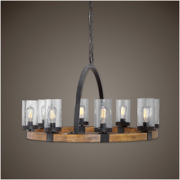 Uttermost Atwood 8 Light Wagon Wheel Pendant