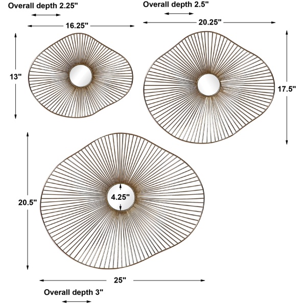 Avarie Gold Metal Wall Art Set/3