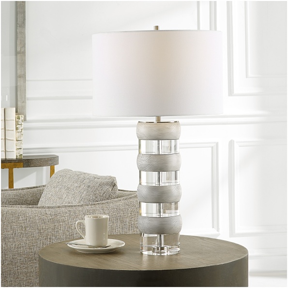 Uttermost Band Together Crystal & Wood Table Lamp