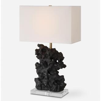 Basalt-Black Stone Table Lamp