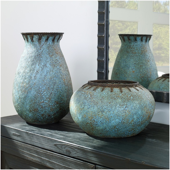 Uttermost Bisbee Turquoise Vases