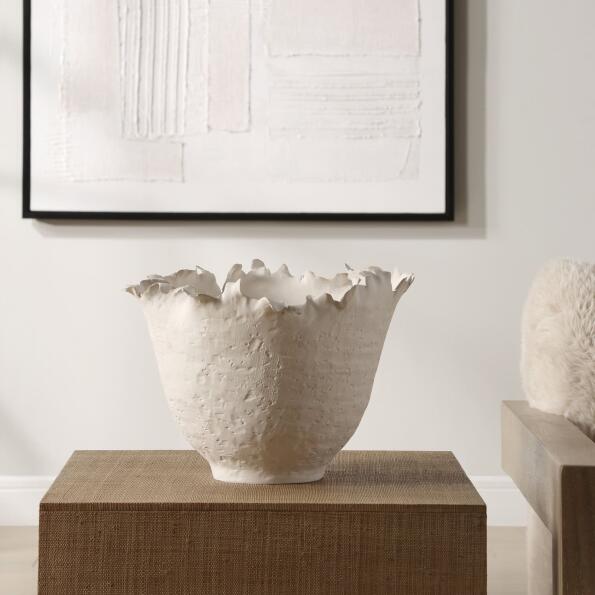 Uttermost Blossom Tall Off-white Bowl