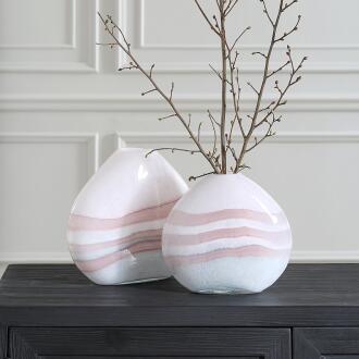 Uttermost Blush Swirl Glass Vases