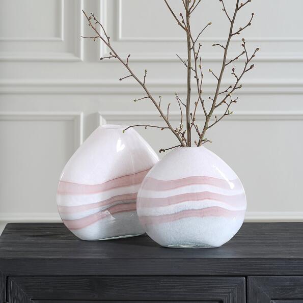 Uttermost Blush Swirl Glass Vases