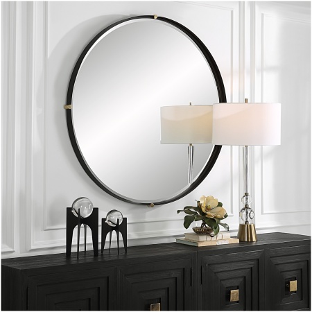 Uttermost Bonded Round Black Mirror