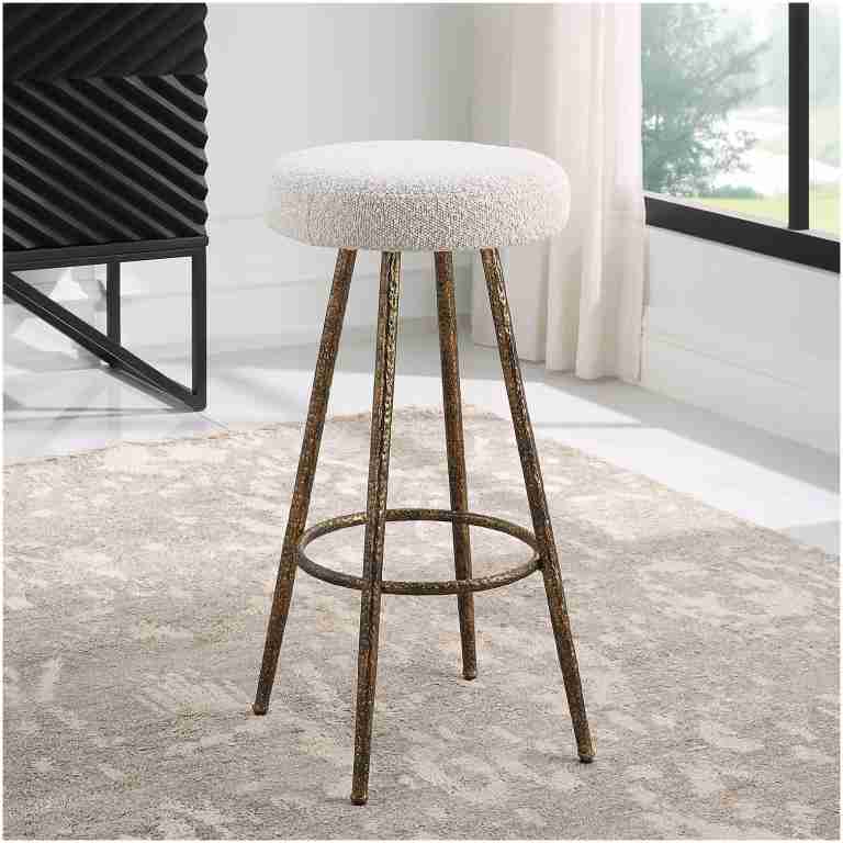 Uttermost Braven White Fabric Counter Stool