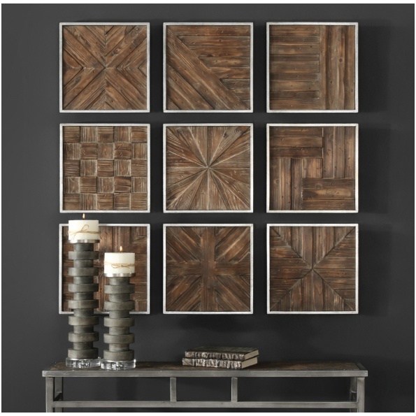 Uttermost Bryndle Rustic Wooden Squares S/9