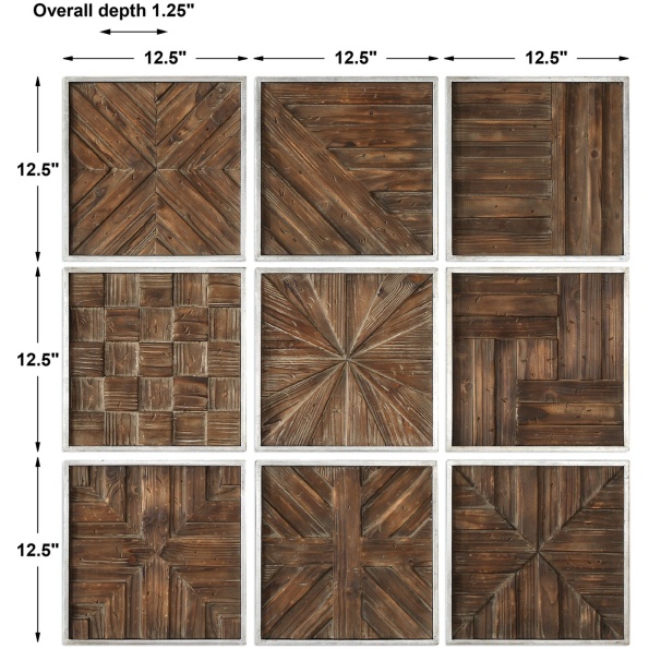 Bryndle Rustic Wooden Squares S/9