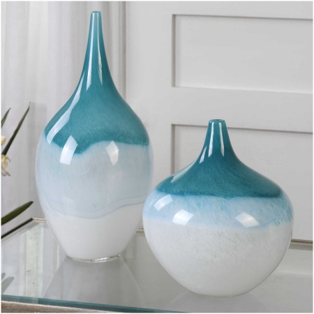 Uttermost Carla Teal White Vases