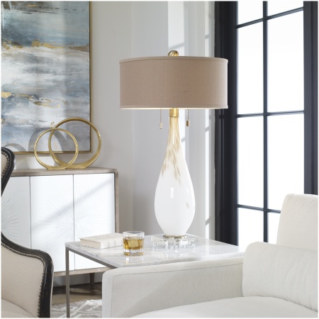 Uttermost Cardoni White Glass Table Lamp