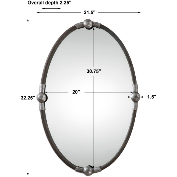 Carrick Black Oval Mirror