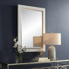 Cape-Whitewashed Rattan Mirror