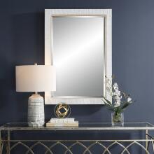 Cape-Whitewashed Rattan Mirror