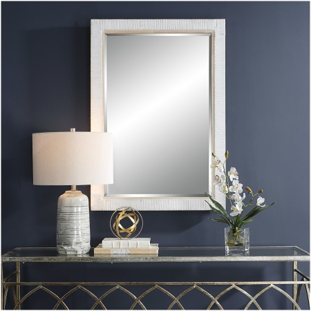 Uttermost Cape Whitewashed Rattan Mirror