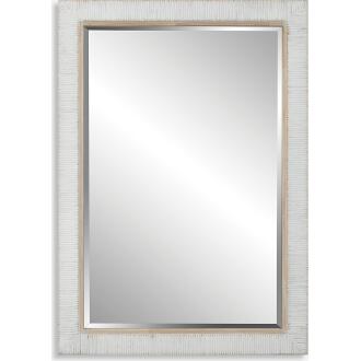 Cape-Whitewashed Rattan Mirror
