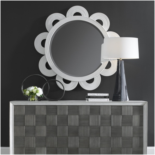 Uttermost Clematis White Rattan Round Mirror