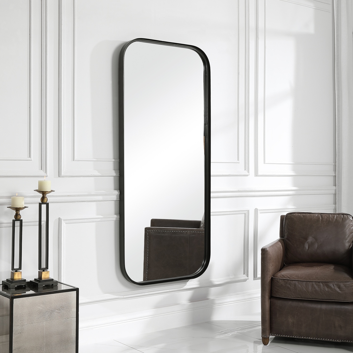 Concord-Black Tall Iron Mirror