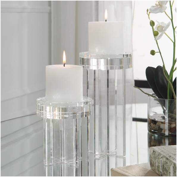 Uttermost Crystal Pillar Candleholders