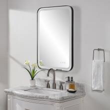 Crofton-Lighted Black Vanity Mirror