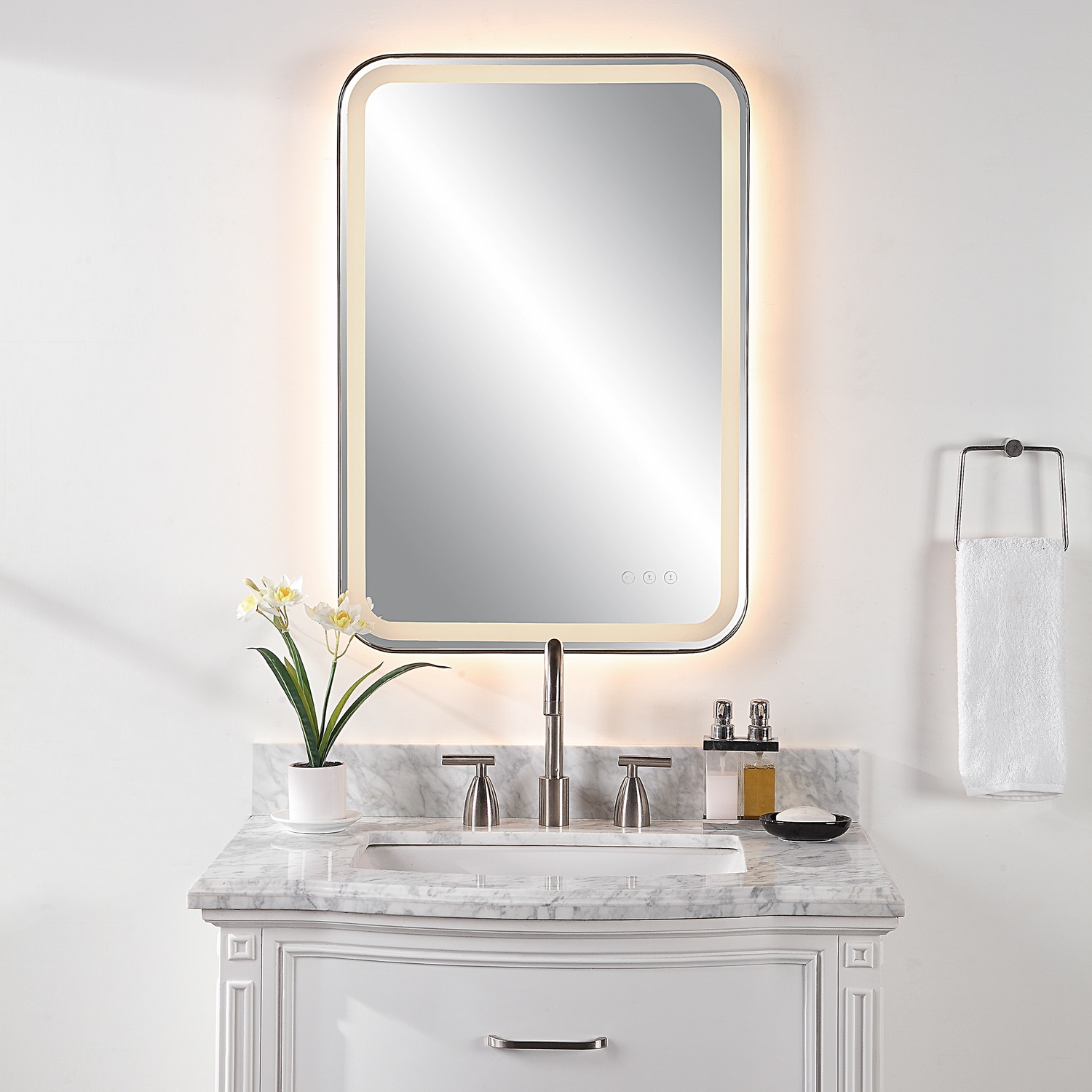 Crofton-Lighted Black Vanity Mirror