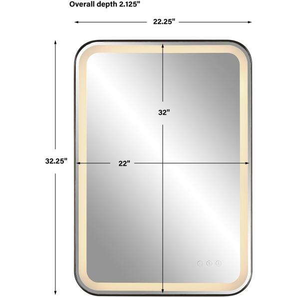 Crofton Lighted Black Vanity Mirror