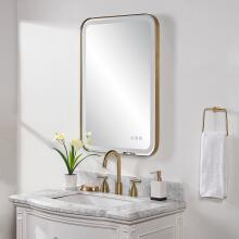 Crofton-Lighted Brass Vanity Mirror