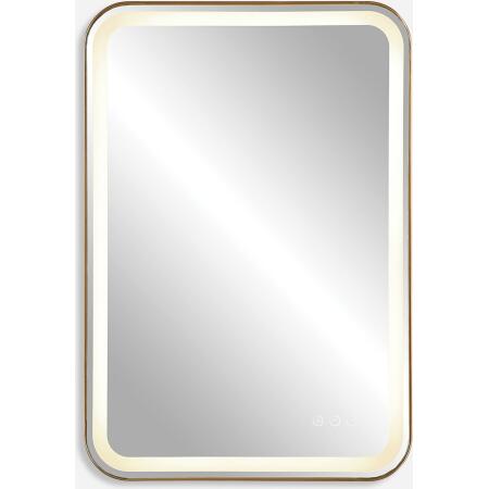 Crofton-Lighted Brass Vanity Mirror