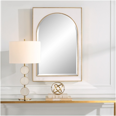 Uttermost Crisanta Gloss White Arch Mirror