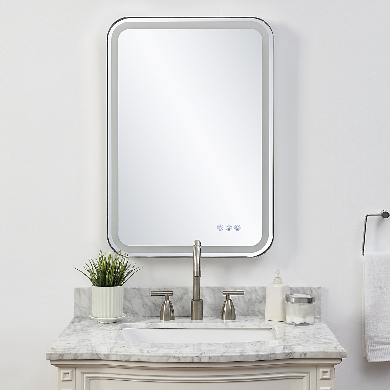 Crofton-Lighted Nickel Vanity Mirror