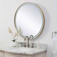 Crofton-Lighted Brass Round Mirror