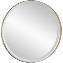 Crofton-Lighted Brass Round Mirror