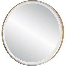 Crofton-Lighted Brass Round Mirror