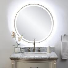 Crofton-Lighted Brass Round Mirror