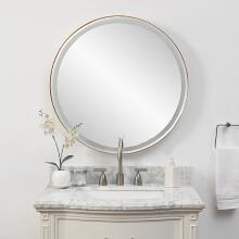Crofton-Lighted Brass Round Mirror