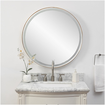 Uttermost Crofton Lighted Brass Round Mirror