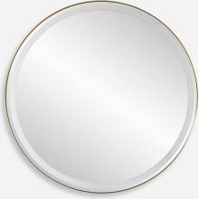Crofton-Lighted Brass Round Mirror