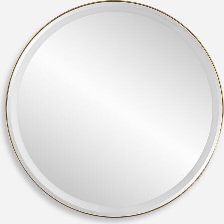 Crofton-Lighted Brass Round Mirror