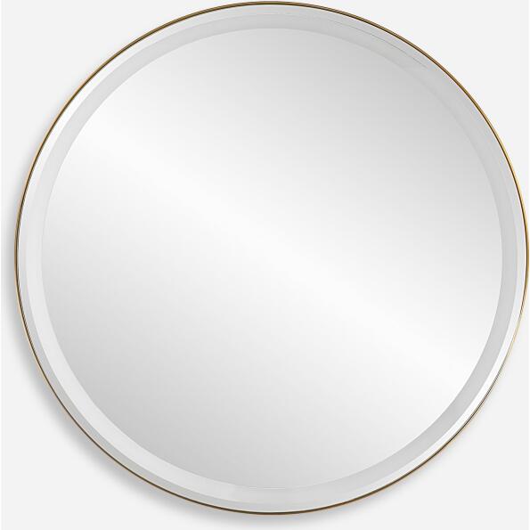 Crofton-Lighted Brass Round Mirror