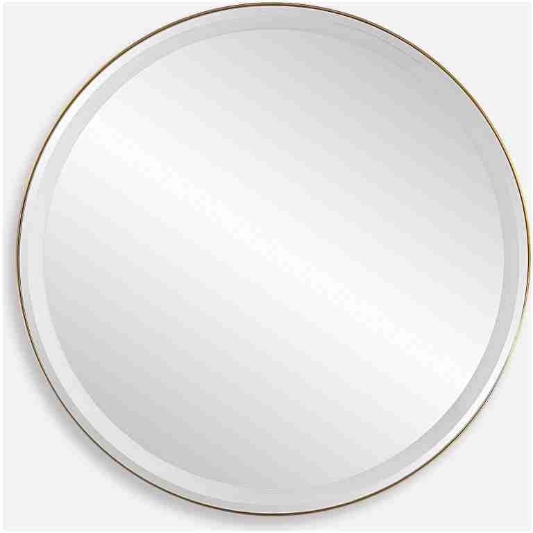 Crofton-Lighted Brass Round Mirror