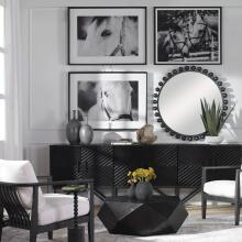 Cyra-Black Round Mirror