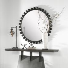 Cyra-Black Round Mirror