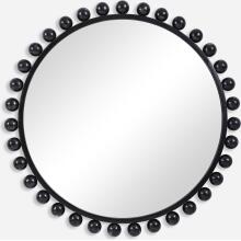 Cyra-Black Round Mirror