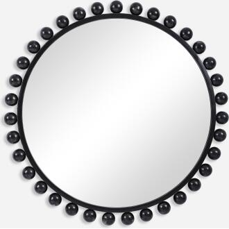 Cyra-Black Round Mirror