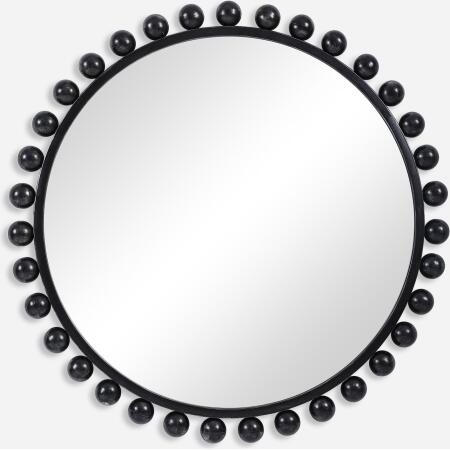 Cyra-Black Round Mirror