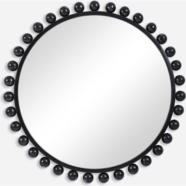 Cyra-Black Round Mirror