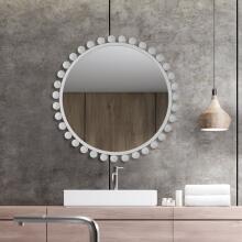 Cyra-White Round Mirror