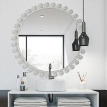 Cyra-White Round Mirror