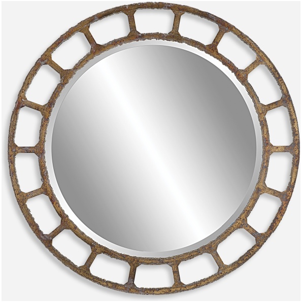 Darby-Distressed Round Mirror